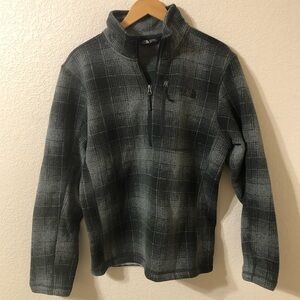 The North Face Gordon Lyons Plaid Pullover Half Zip Monument Grey Ombre Medium